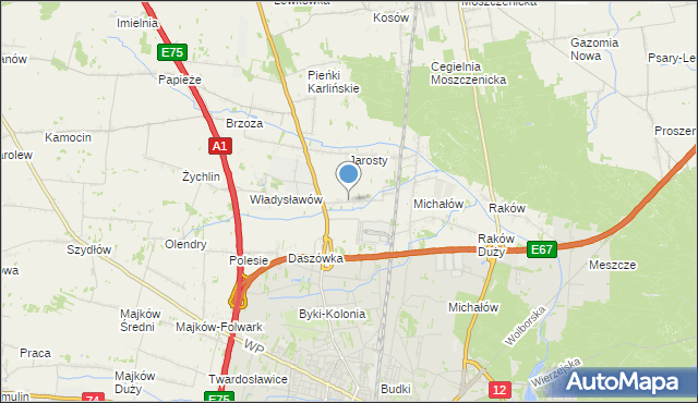 mapa Jarosty Małe, Jarosty Małe na mapie Targeo